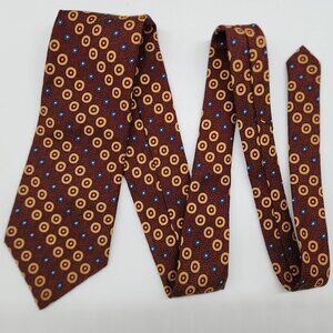 Necktie Superba Sugar & Spice Geometric Stripe Brown Blue 4" W 53.5" L 1970s